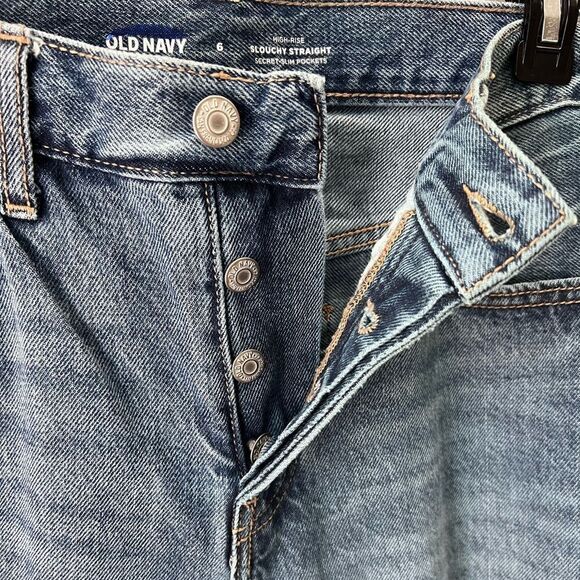 Old Navy high rise slouchy straight distressed jeans size 6 - Picture 5 of 14